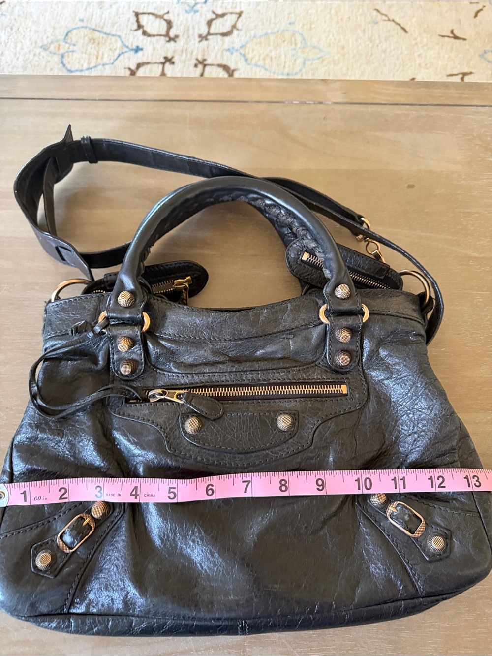 Balenciaga Black Leather Satchel with Gold Hardware - Picture 15 of 16